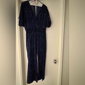 SHEIN Navy Blue Polka Dot Jumpsuit